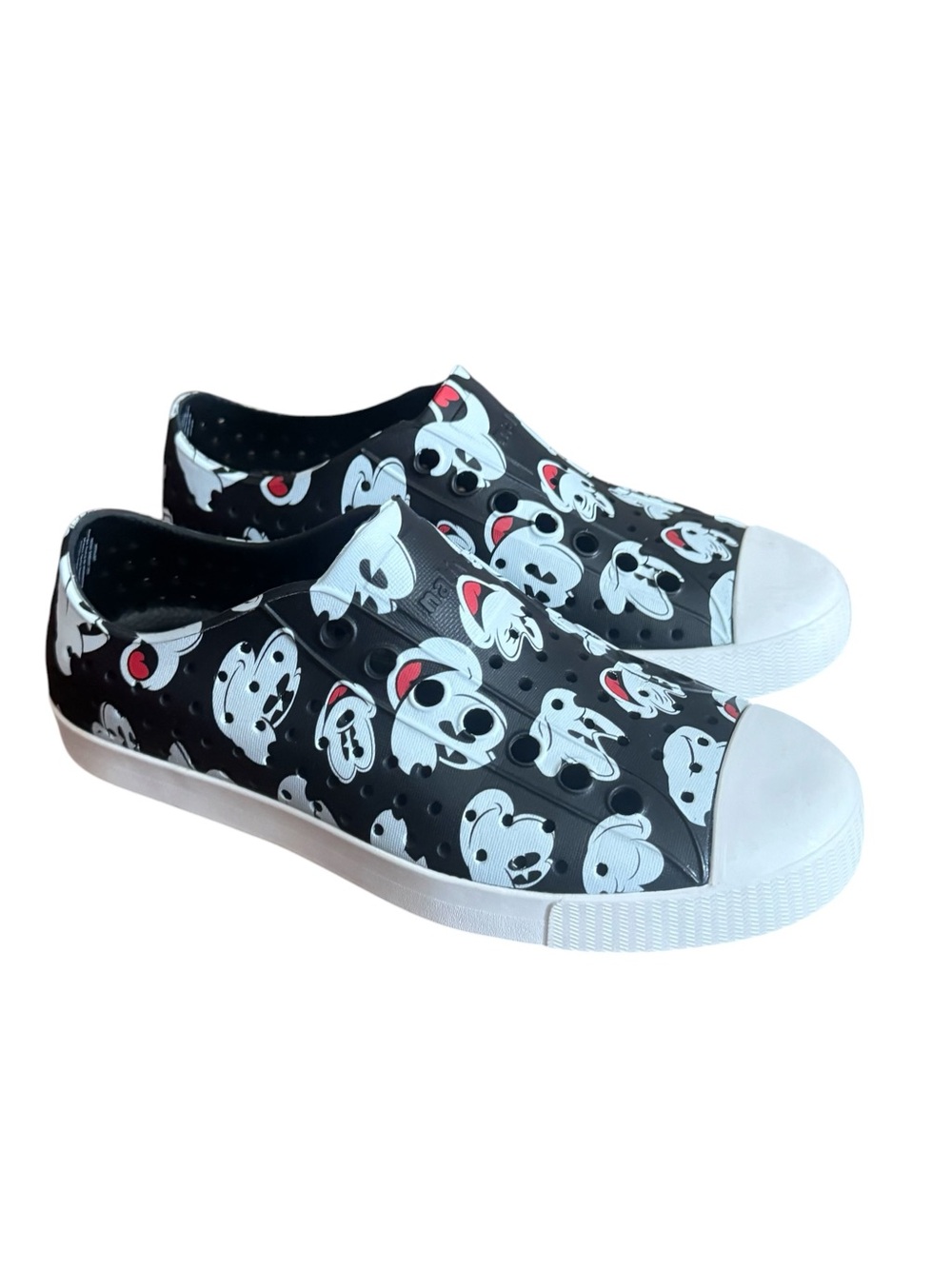 Native Shoes Black and White Cartoon Mickey Shoes, Mens 4, Womens 6, Like New